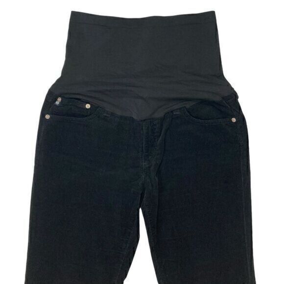 Adriano Goldschmied Maternity Jeans Womens 31 Black Corduroy Pea in a Pod Pants - Picture 2 of 14